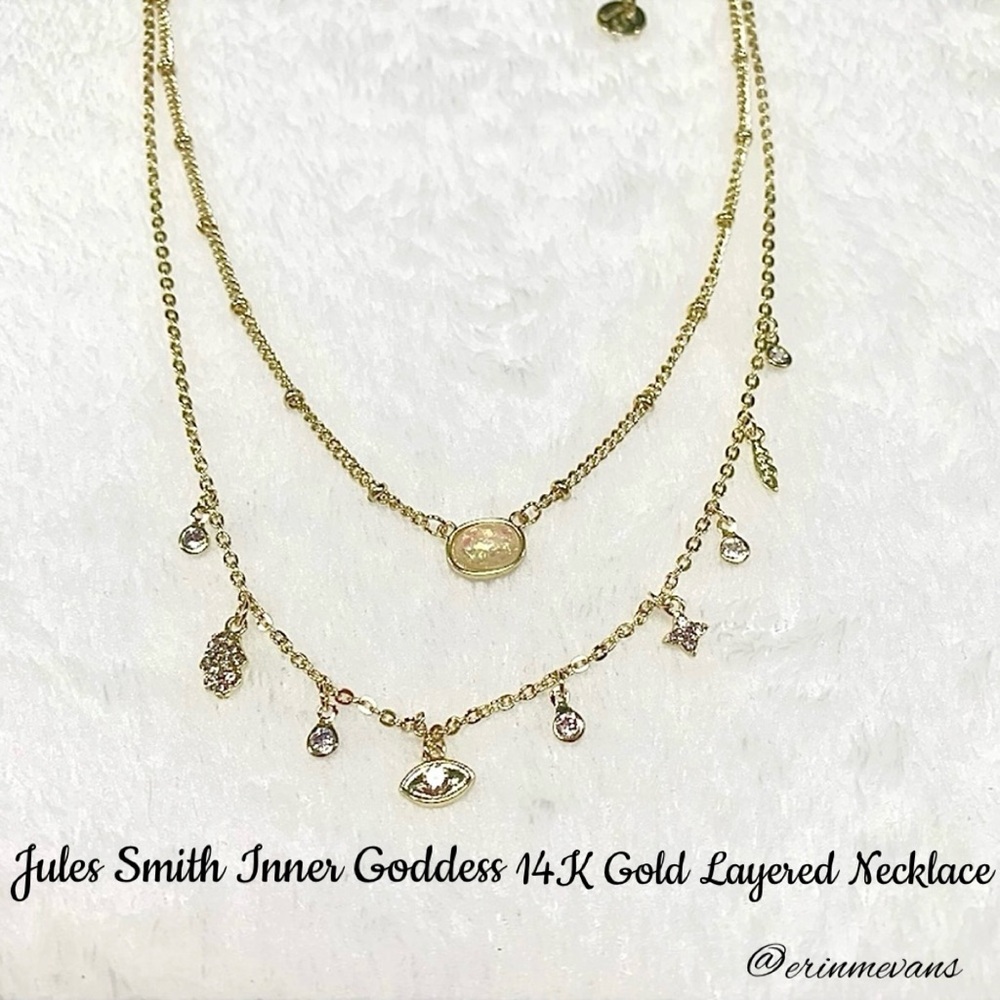 Jules Smith Opal Inner Goddess Necklace 14K Gold Layered New Sale